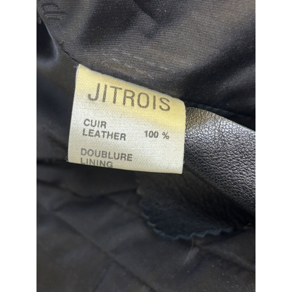 Jean Claude Jitrois Sheer White & Black Leather Accent Blouse M - Picture 8 of 9